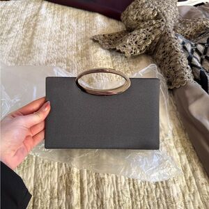 Black Clutch with Silver Handle
